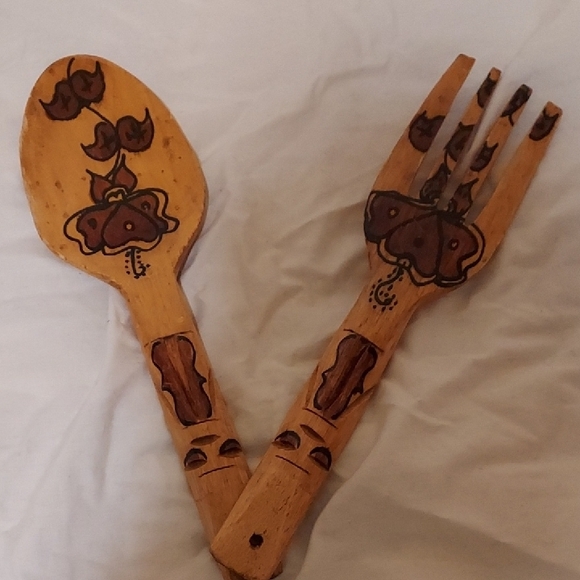 Handcrafted Wooden Spoon and Fork Set - Picture 1 of 5